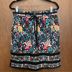 Colorful Floral Skirt with Tie Waist